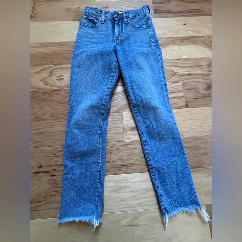 Madewell Raw Hem Cropped Straight Leg Jeans Size 25 Medium Wash
